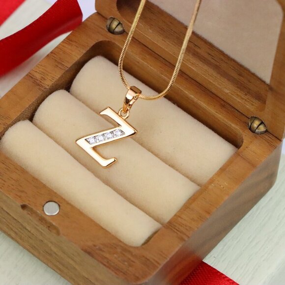 "Rose Gold Alphabet Z Pendant with Sparkling Stones, XPPT1375 - Picture 6 of 13